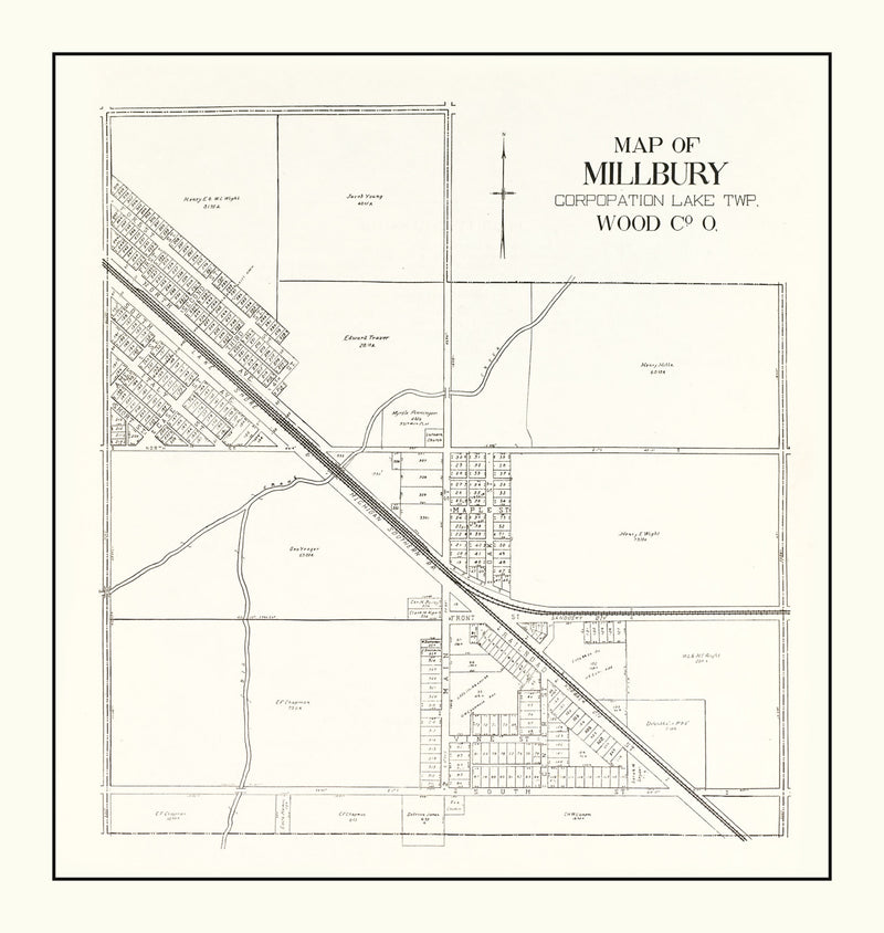Size comparison using Vintage Map of Millbury, Ohio 1912