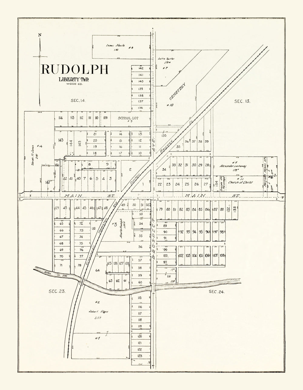 Vintage Map of Rudolph Township, Wood County, Ohio 1912 print style example