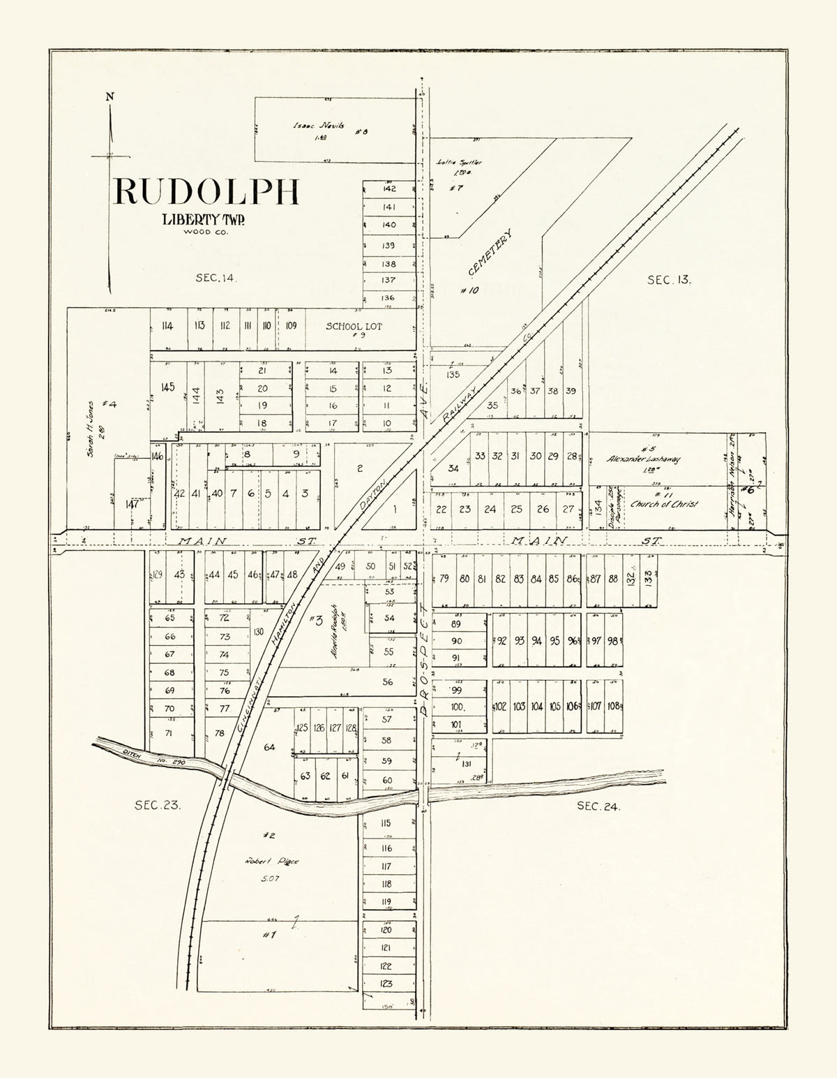 Preview of Vintage Map of Rudolph Township, Wood County, Ohio 1912