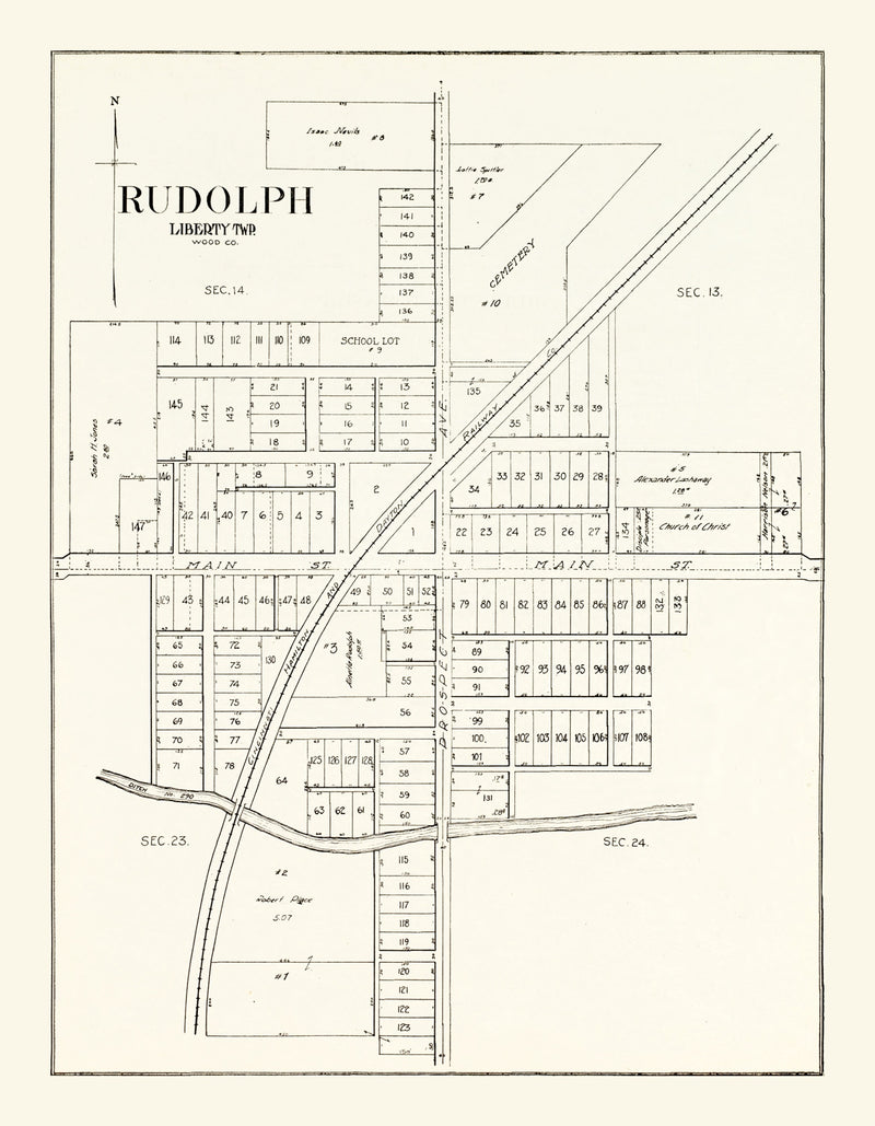 Size comparison using Vintage Map of Rudolph Township, Wood County, Ohio 1912