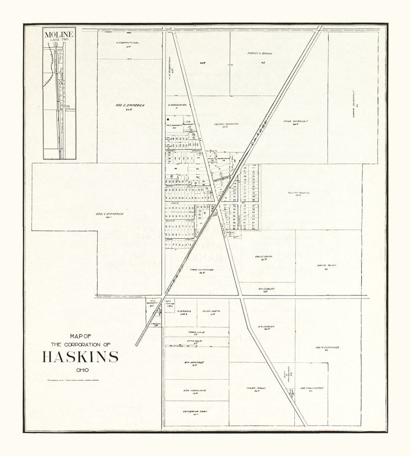 Size comparison using Vintage Map of Haskins, Ohio 1912