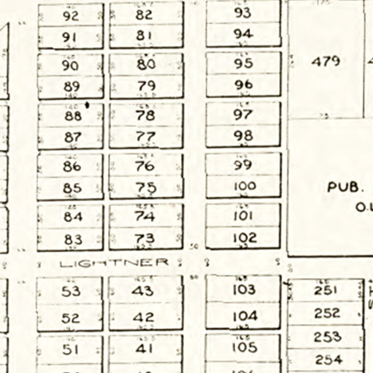 Restored historic details from the 1912 city map of Bradner, Ohio