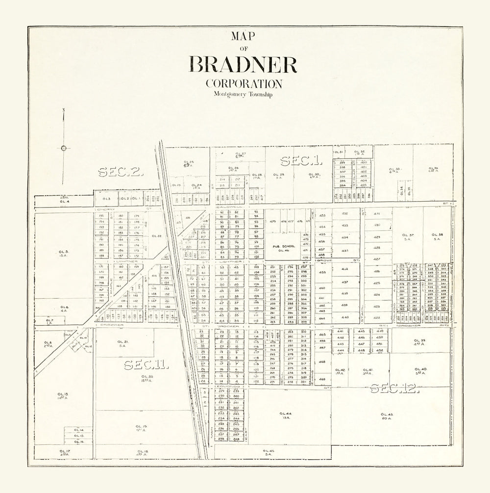 Vintage Map of Bradner, Ohio 1912 print style example
