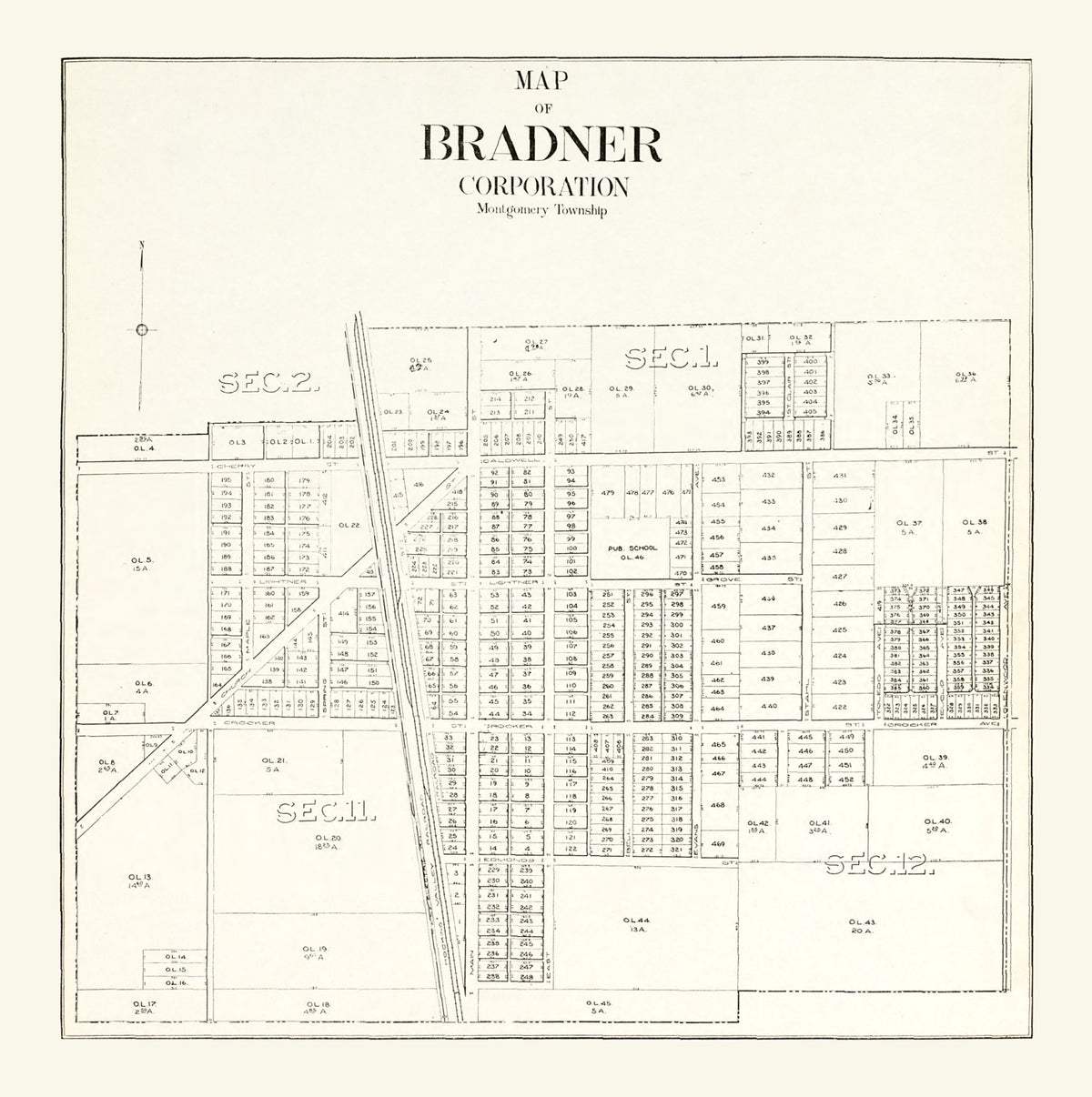 Preview of Vintage Map of Bradner, Ohio 1912