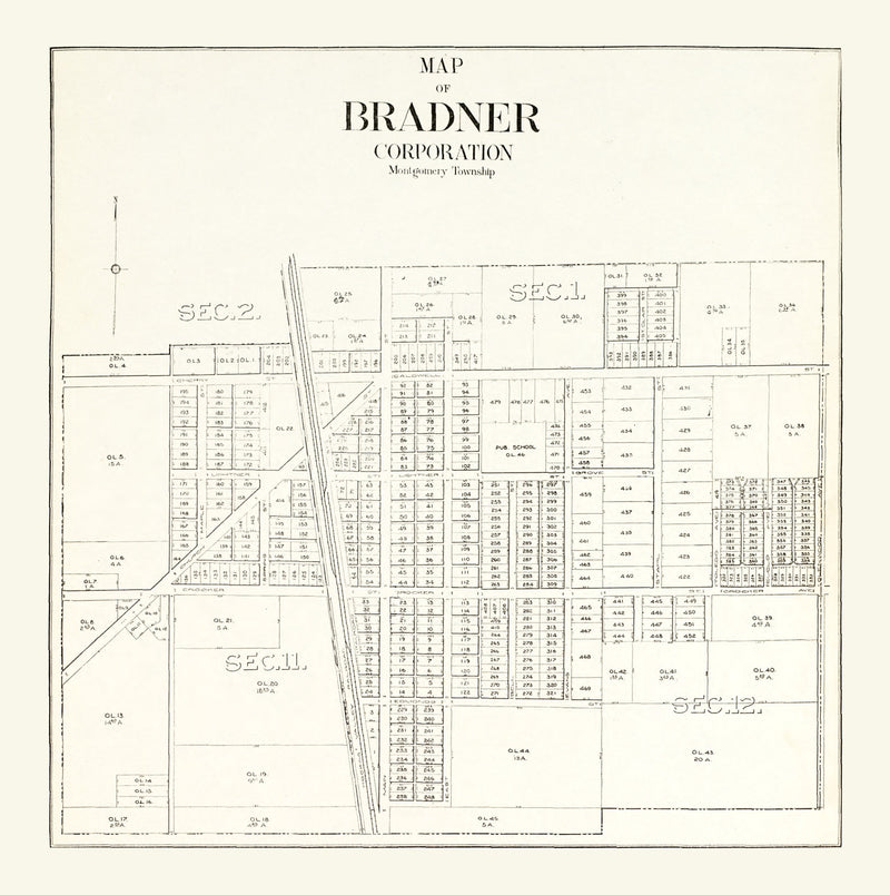 Size comparison using Vintage Map of Bradner, Ohio 1912