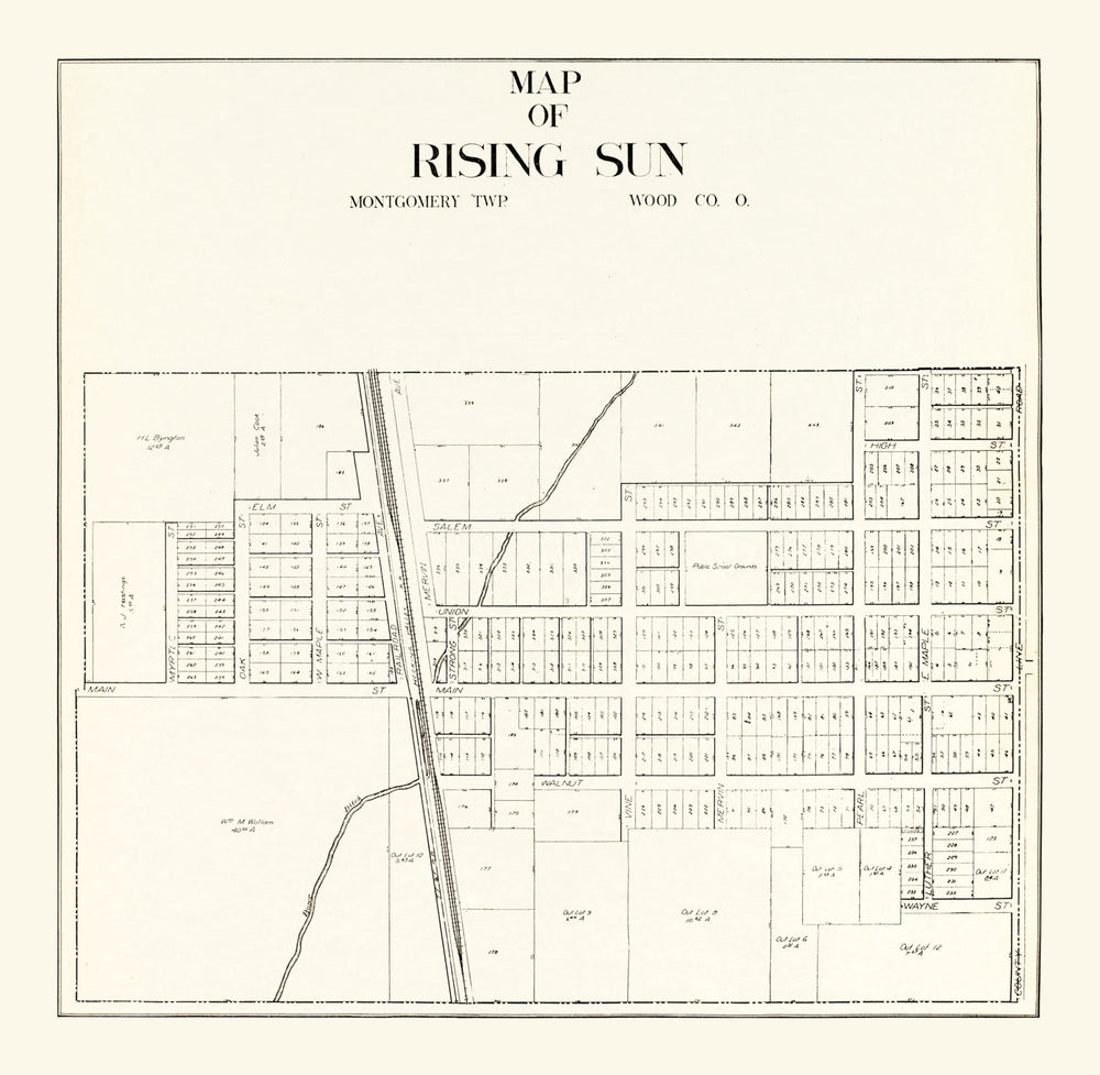 Vintage Map of Rising Sun, Ohio 1912 print style example
