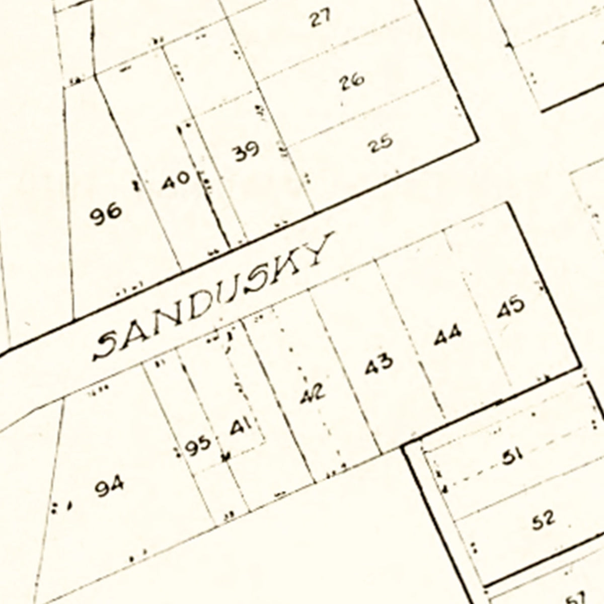 Restored historic details from the 1912 city map of West Millgrove, Ohio