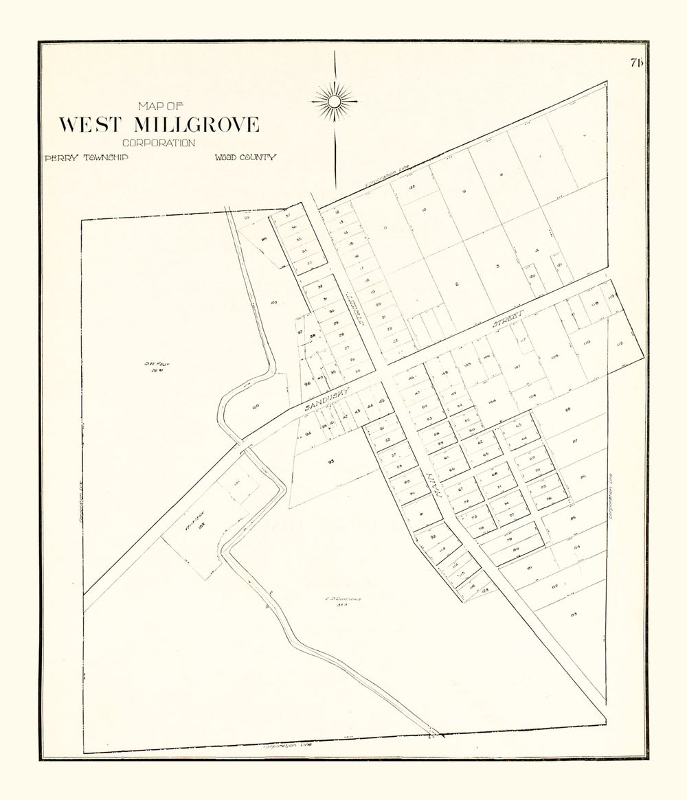 Vintage Map of West Millgrove, Ohio 1912 print style example