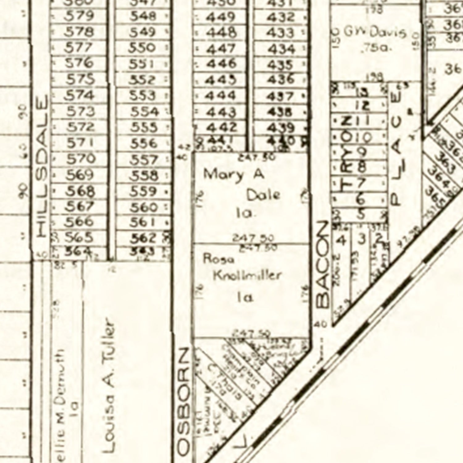 Restored historic details from the 1912 city map of Rossford, Ohio