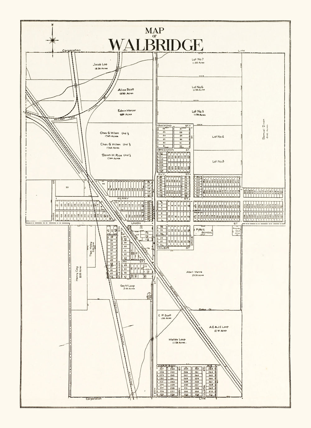 Vintage Map of Walbridge, Ohio 1912 print style example