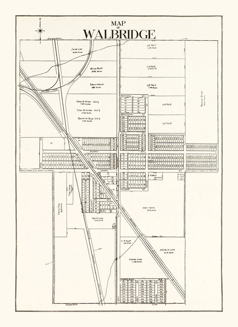 Size comparison using Vintage Map of Walbridge, Ohio 1912