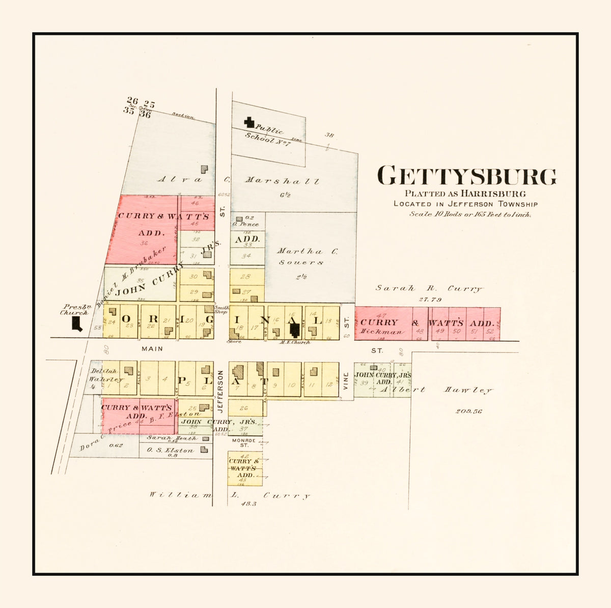 Preview of Vintage Map of Gettysburg, Ohio 1912