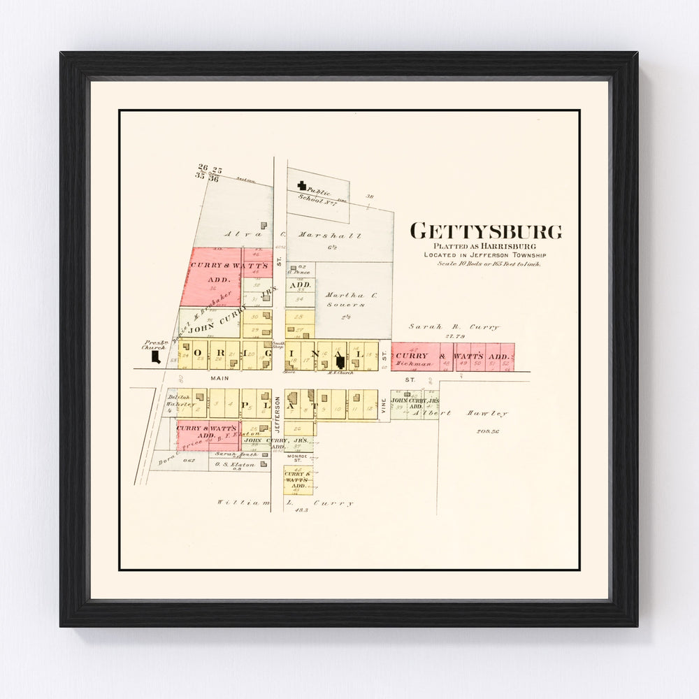 Gettysburg Vintage Map 1912