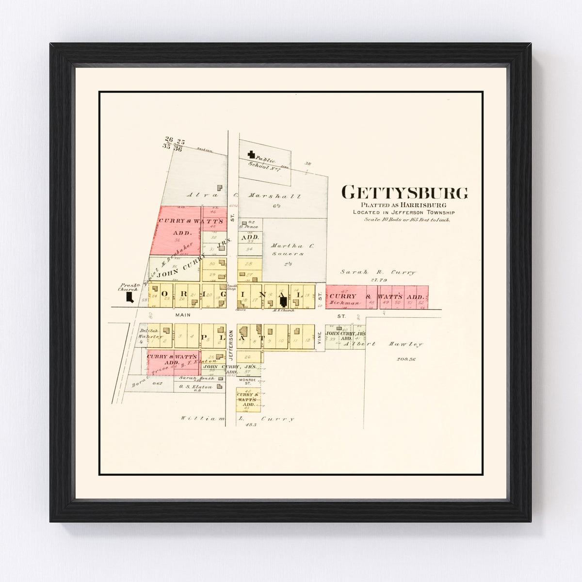 Gettysburg Vintage Map 1912