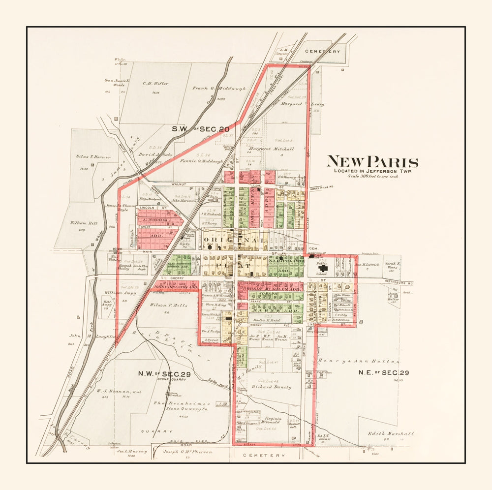 Vintage Map of New Paris, Ohio 1912 print style example