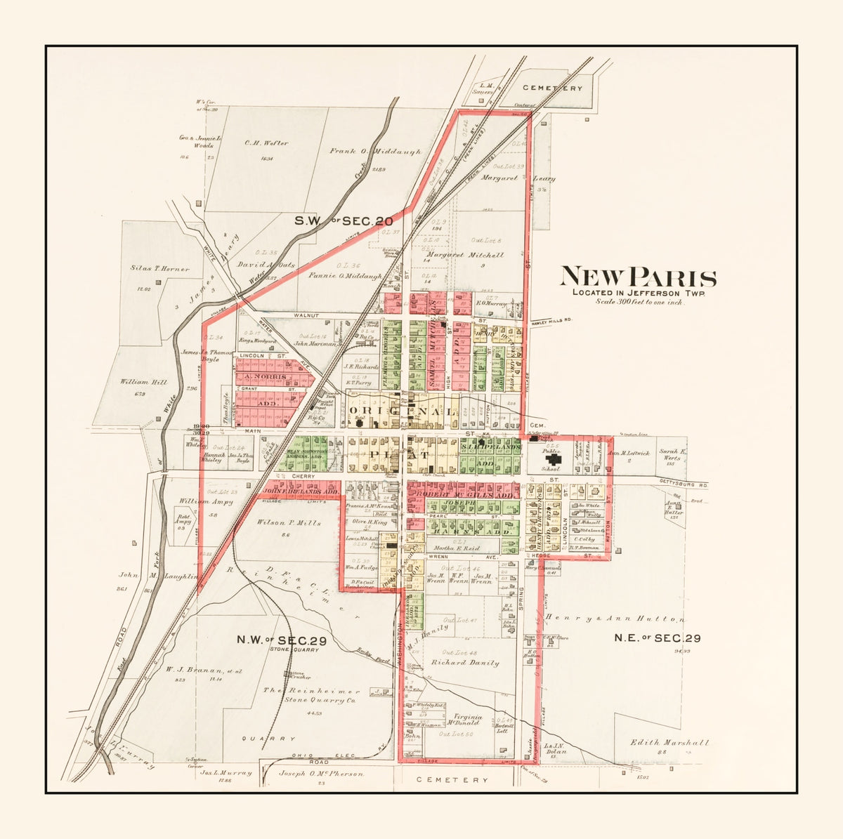 Preview of Vintage Map of New Paris, Ohio 1912