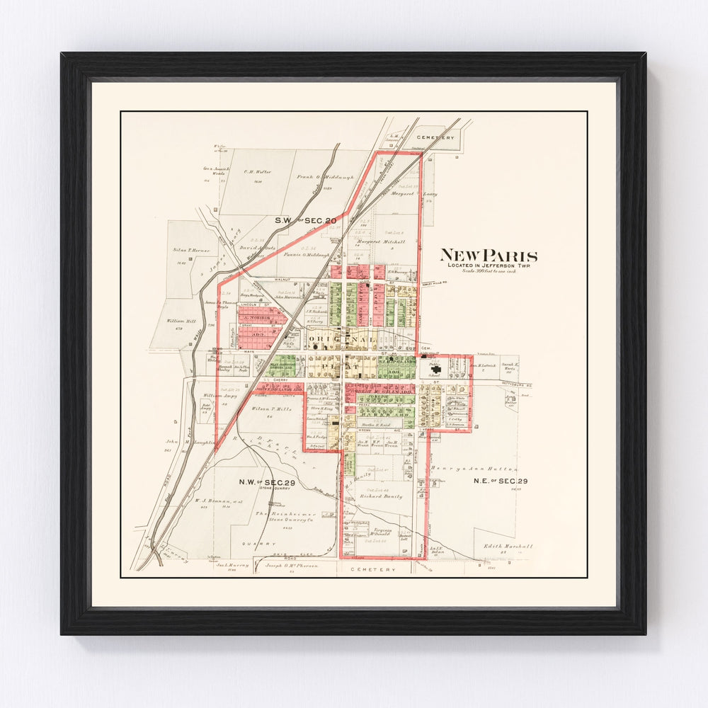 New Paris Vintage Map 1912