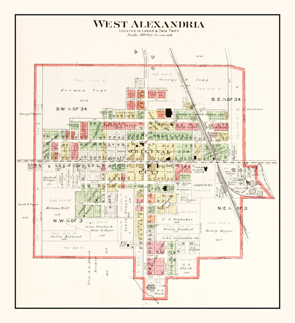 Preview of Vintage Map of West Alexandria, Ohio 1912