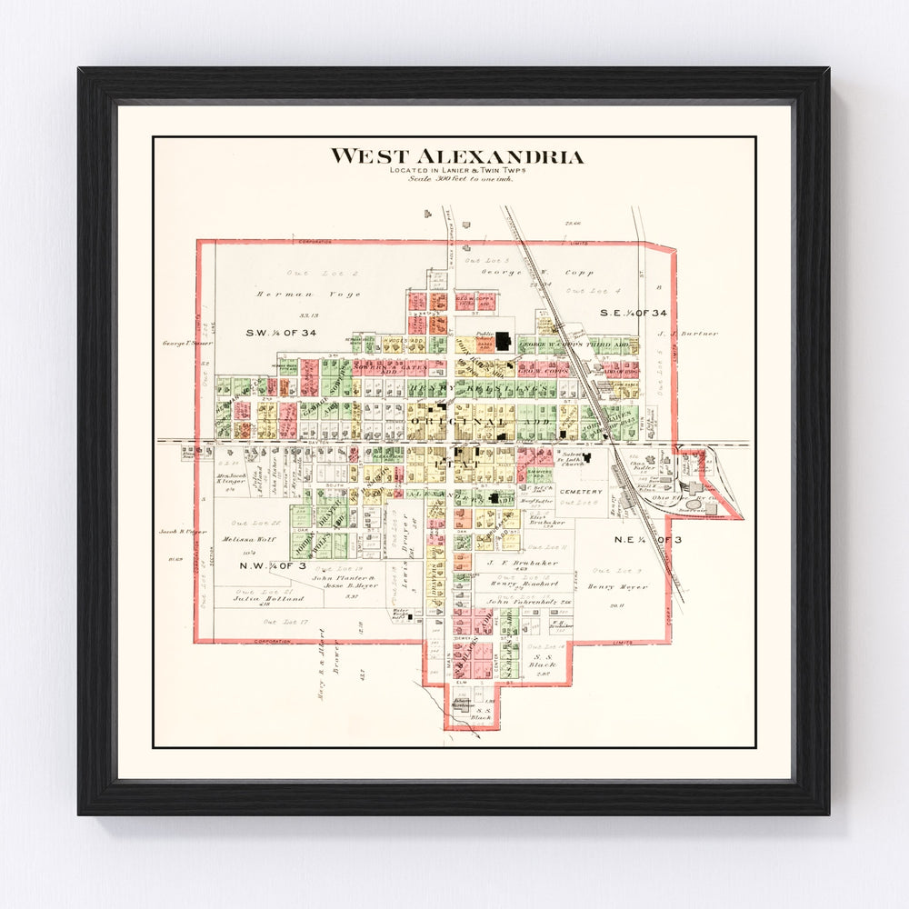 West Alexandria Vintage Map 1912
