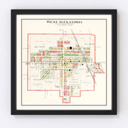 West Alexandria Vintage Map 1912
