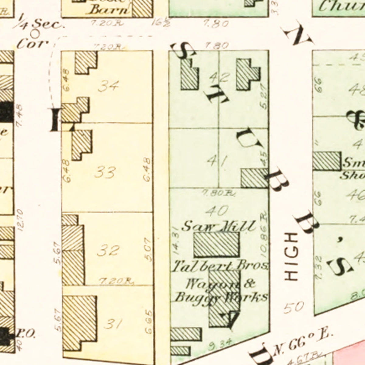Restored historic details from the 1912 city map of West Elkton, Ohio