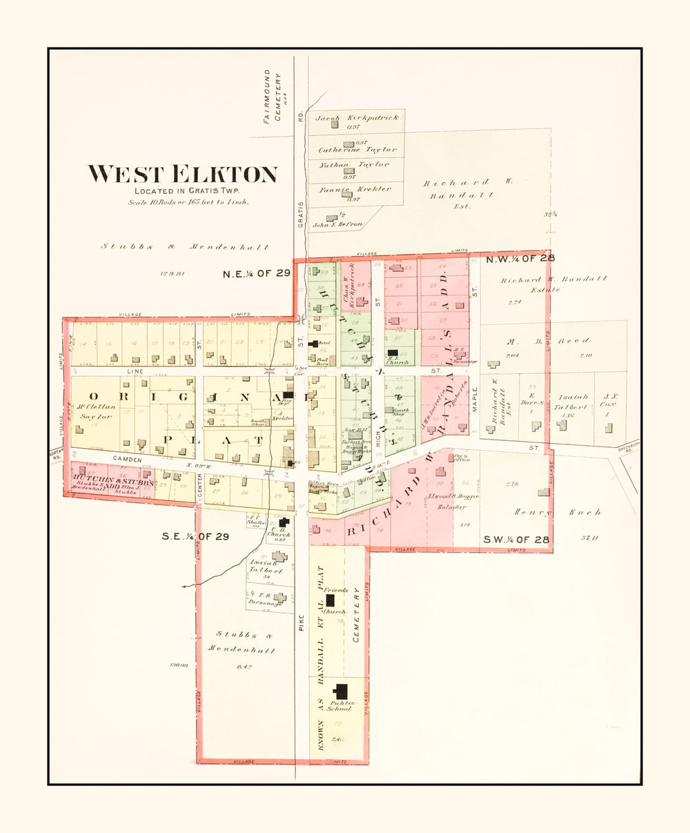 Vintage Map of West Elkton, Ohio 1912 print style example
