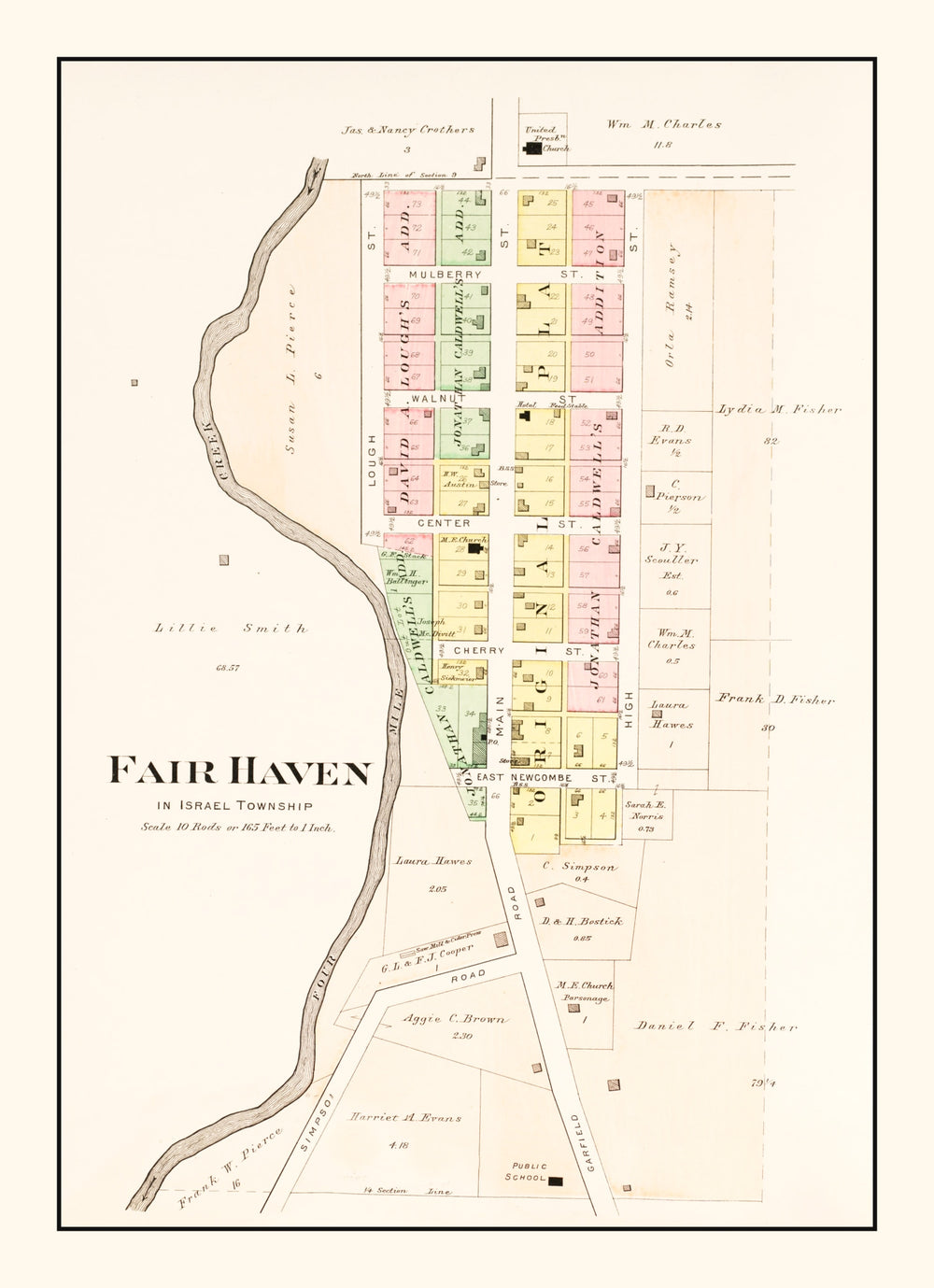 Vintage Map of Fair Haven, Ohio 1912 print style example