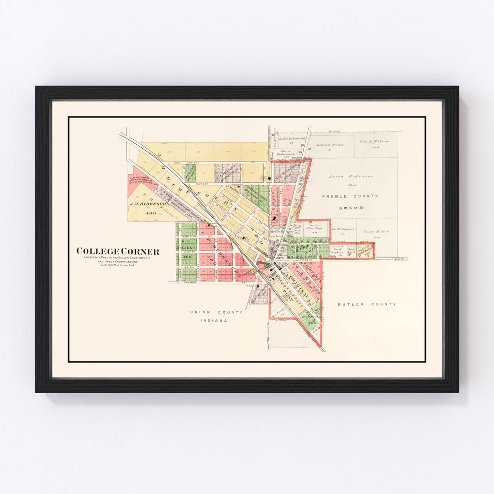 College Corner Vintage Map 1912