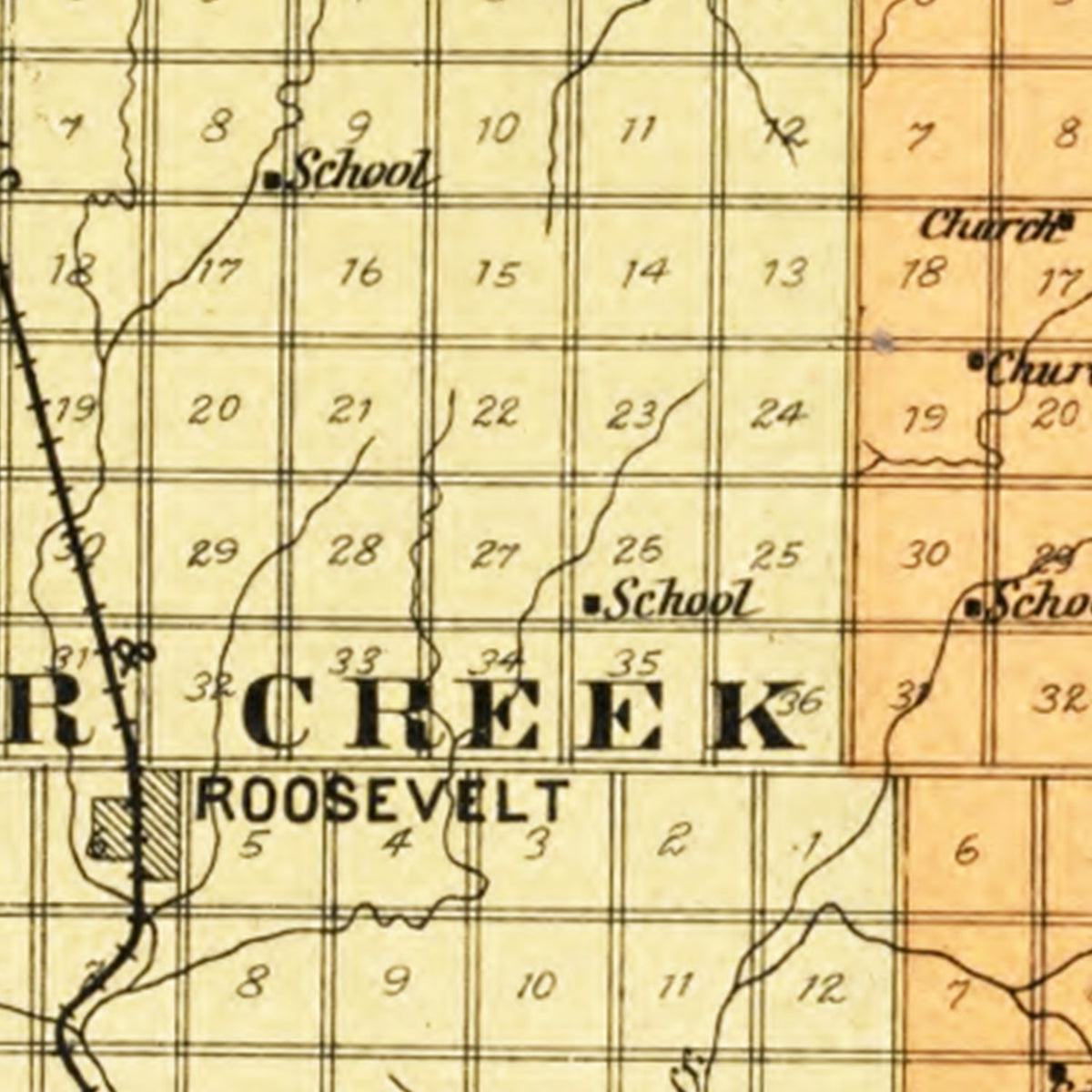 Restored historic details from the 1913 county map of Kiowa County, Oklahoma