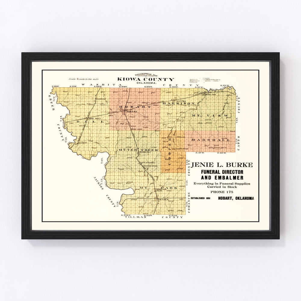 Kiowa County Vintage Map 1913