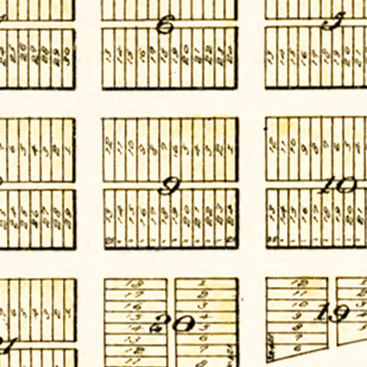 Restored historic details from the 1913 city map of Mountain View, Oklahoma