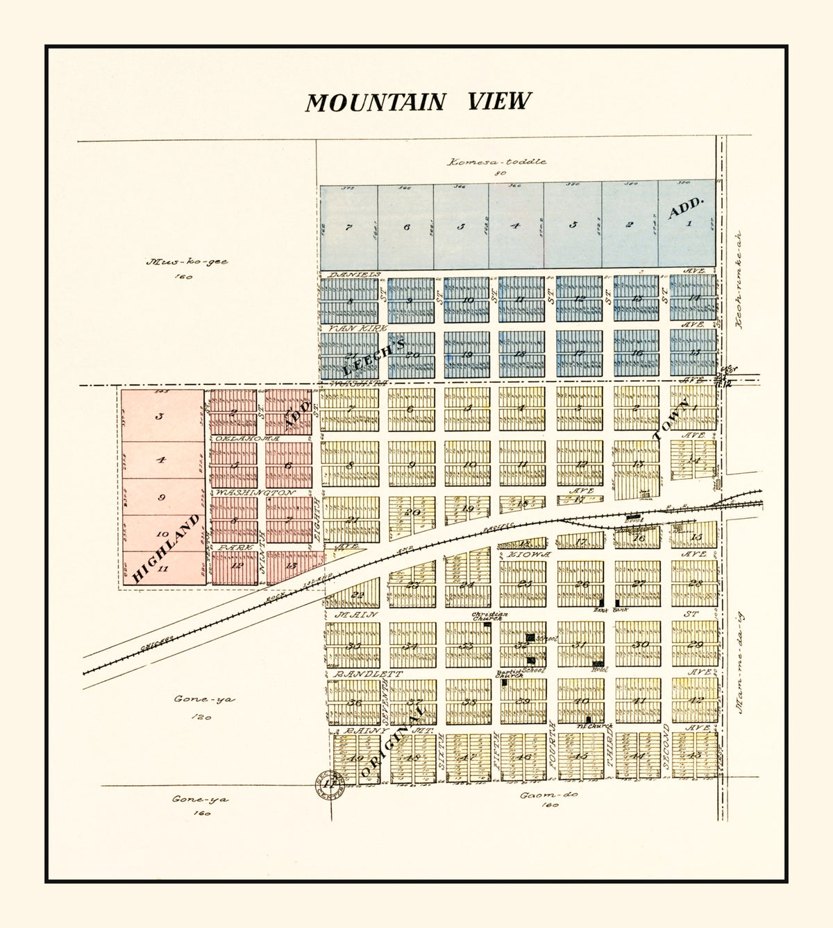 Preview of Vintage Map of Mountain View, Oklahoma 1913