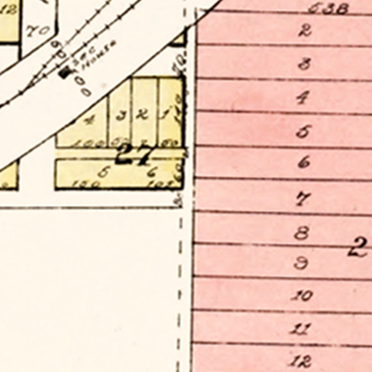 Restored historic details from the 1913 city map of Lugert, Oklahoma