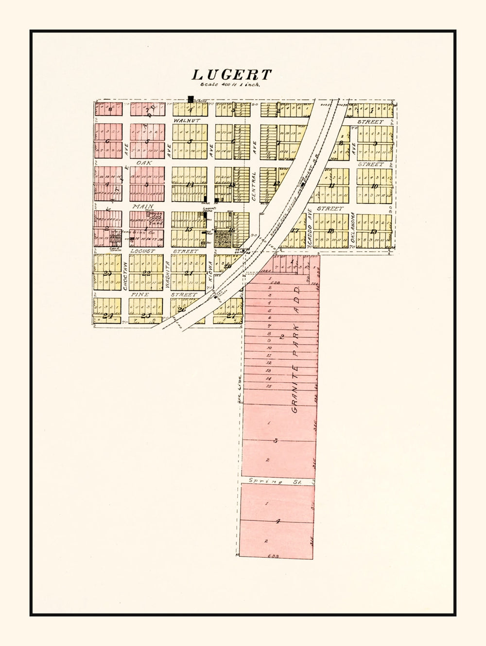 Vintage Map of Lugert, Oklahoma 1913 print style example