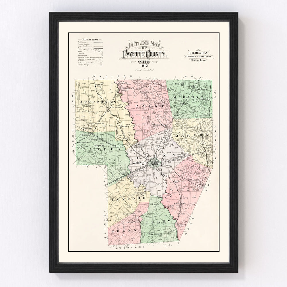 Fayette County Vintage Map 1913