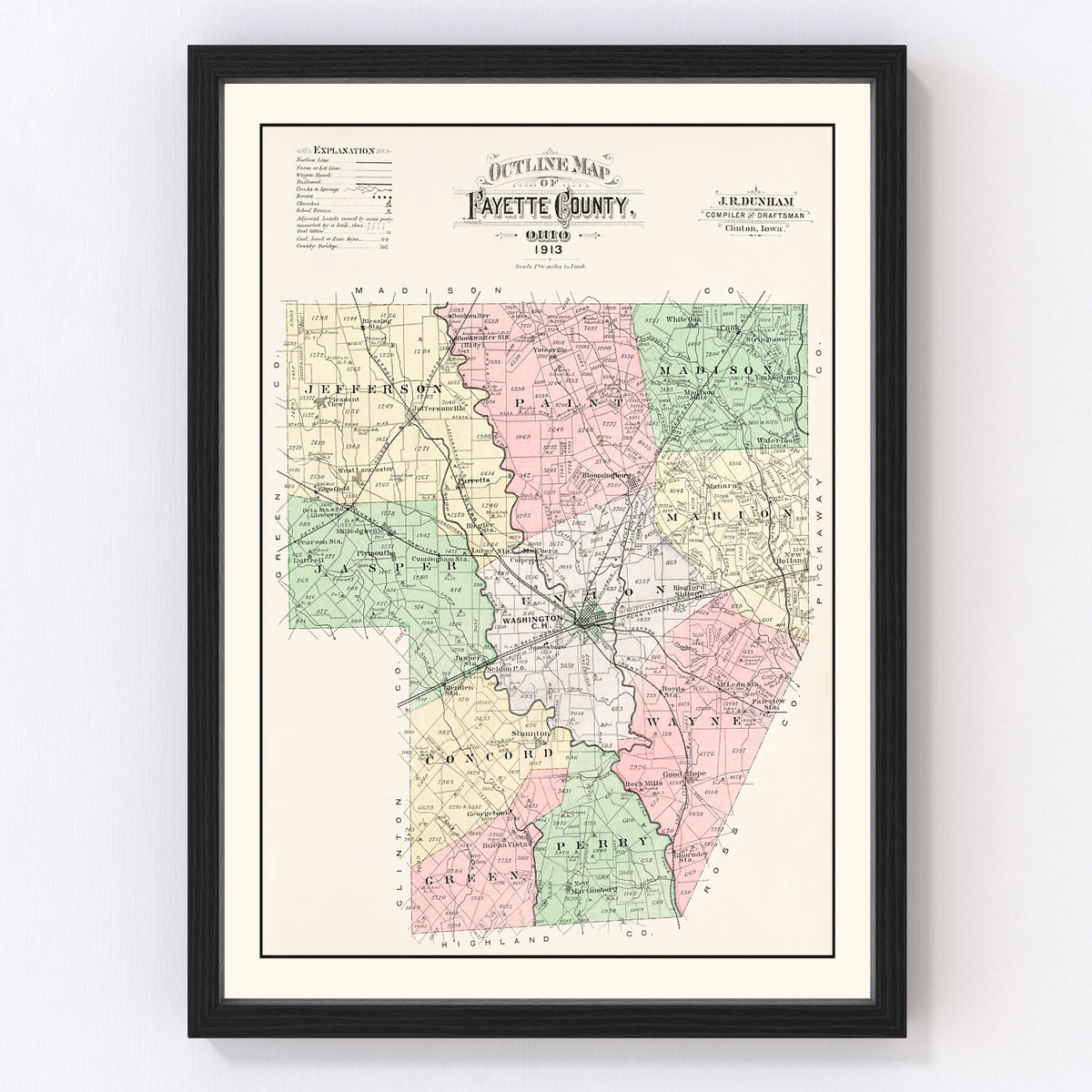 Fayette County Vintage Map 1913