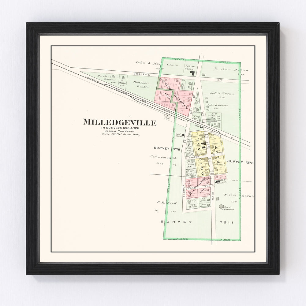 Milledgeville Vintage Map 1913