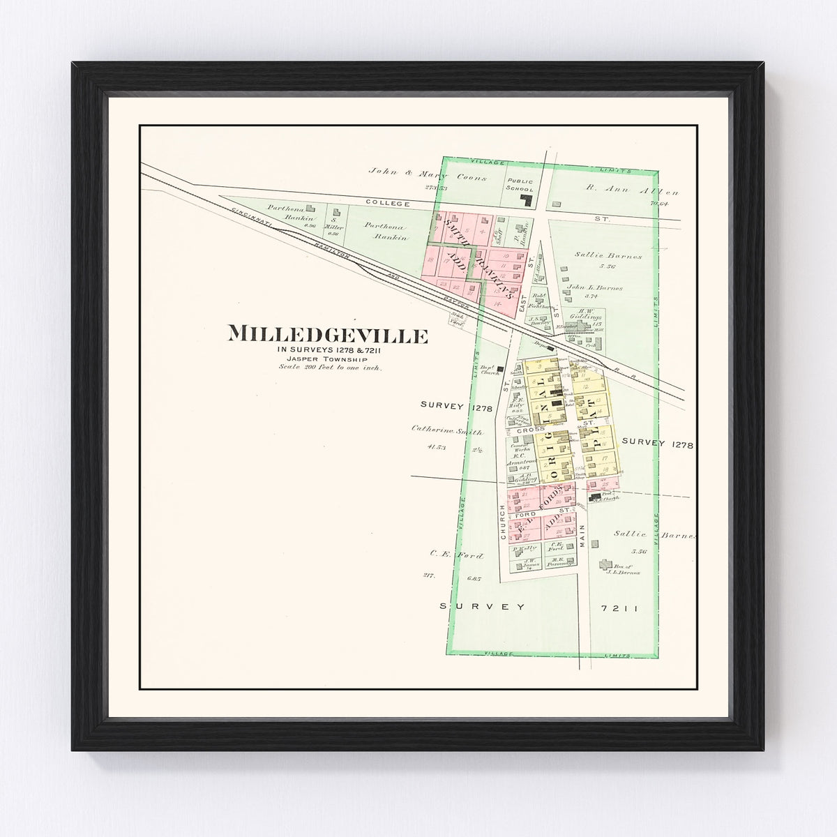 Milledgeville Vintage Map 1913