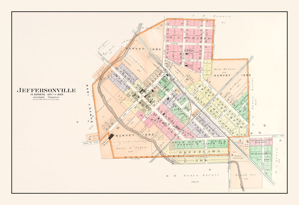 Vintage Map of Jeffersonville, Ohio 1913 print style example