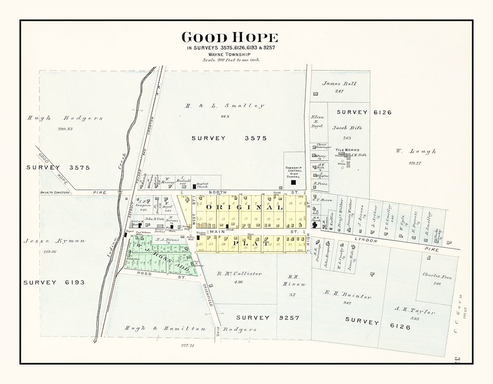 Vintage Map of Good Hope, Ohio 1913 print style example