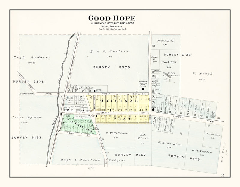 Size comparison using Vintage Map of Good Hope, Ohio 1913