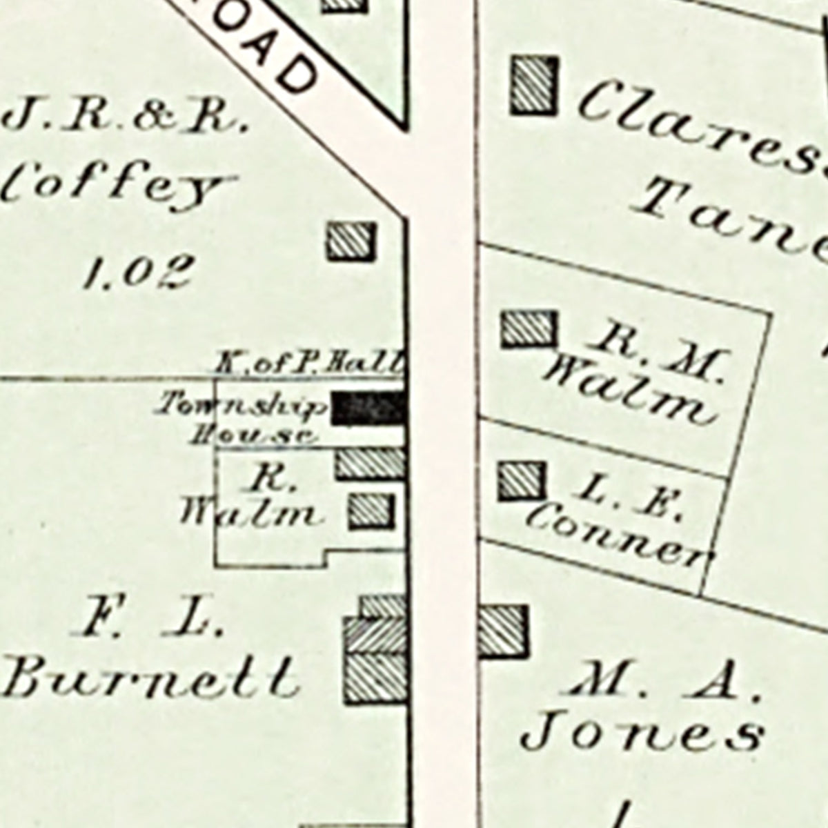 Restored historic details from the 1913 city map of Buena Vista, Ohio