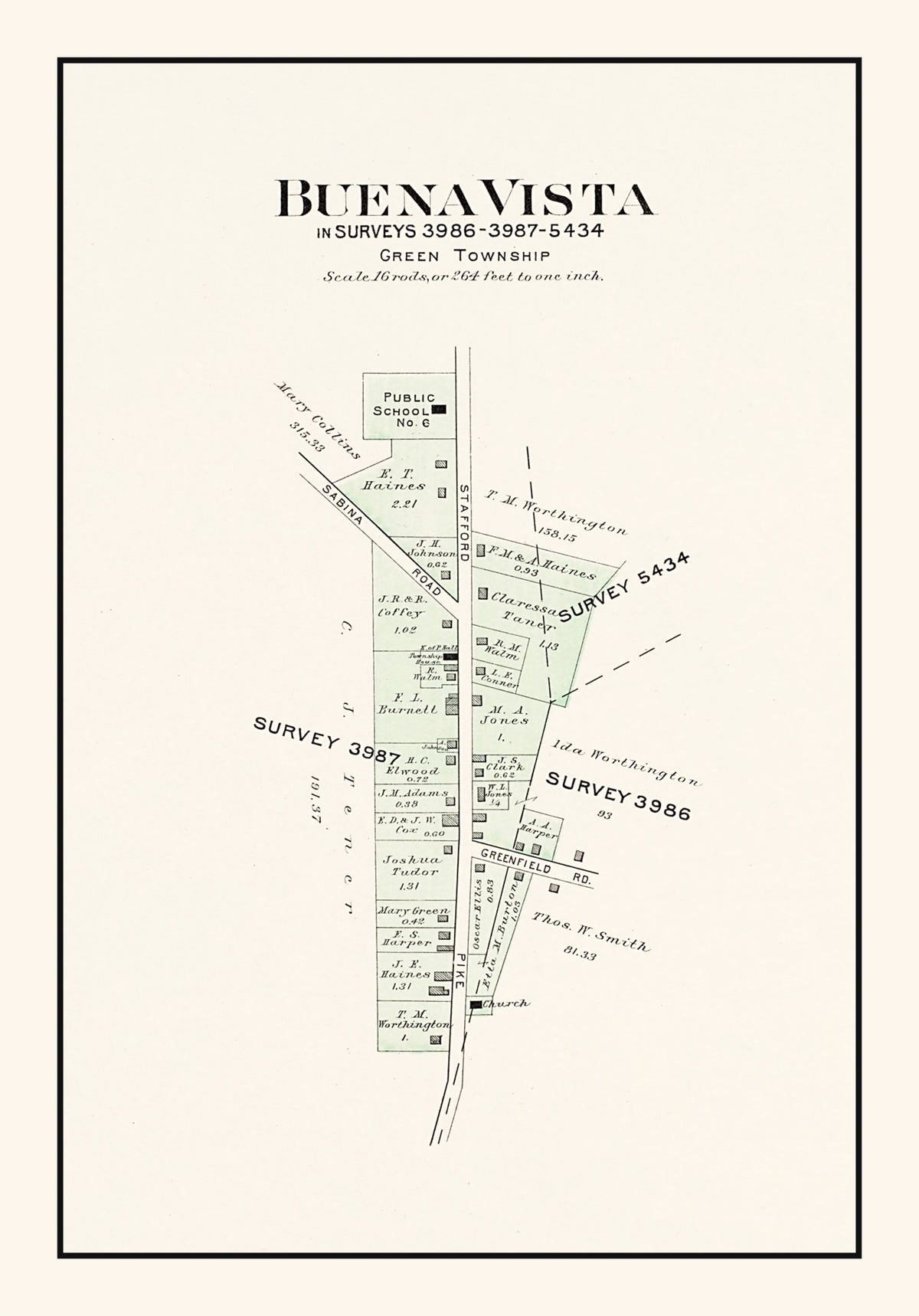 Preview of Vintage Map of Buena Vista, Ohio 1913