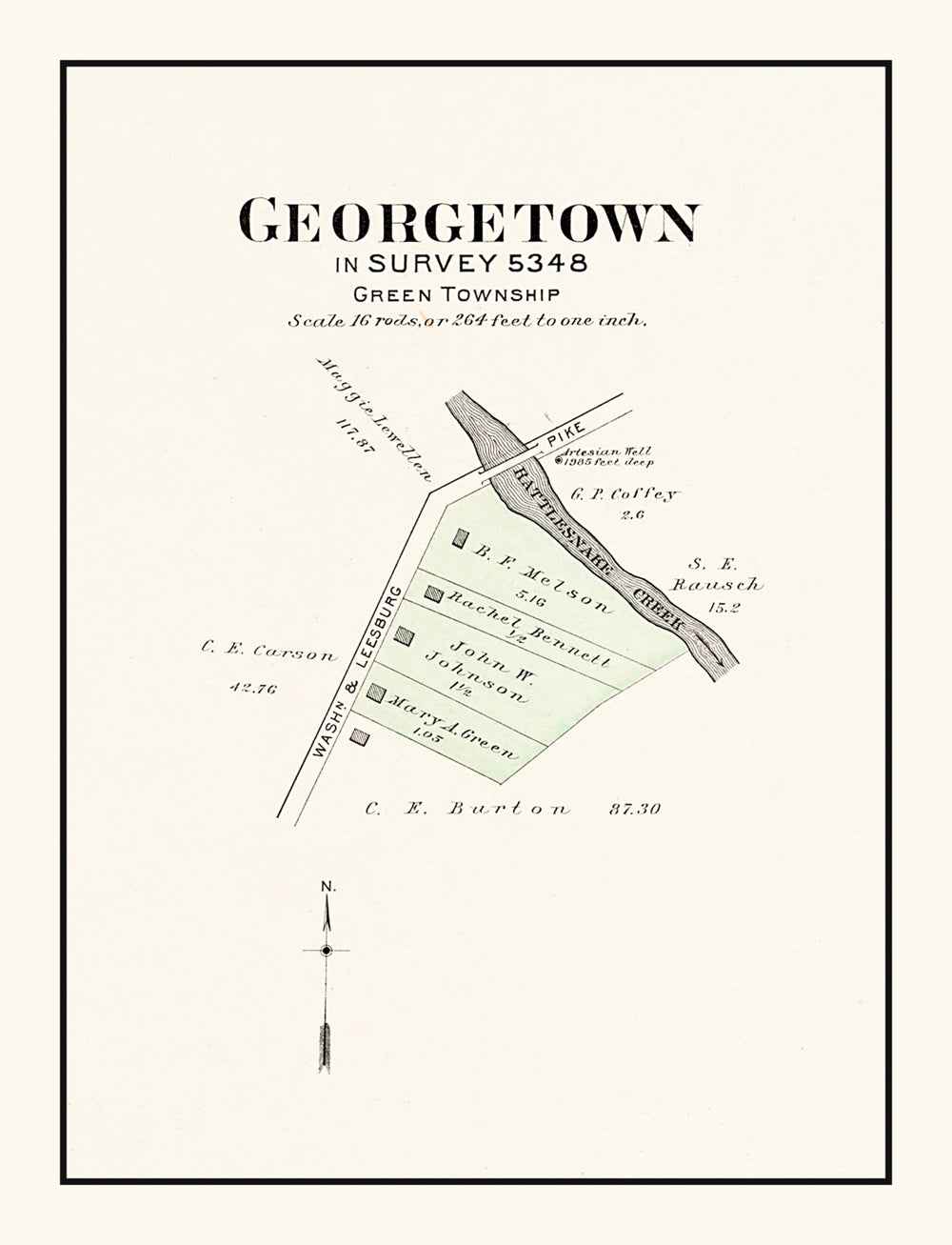 Vintage Map of Georgetown, Ohio 1913 print style example