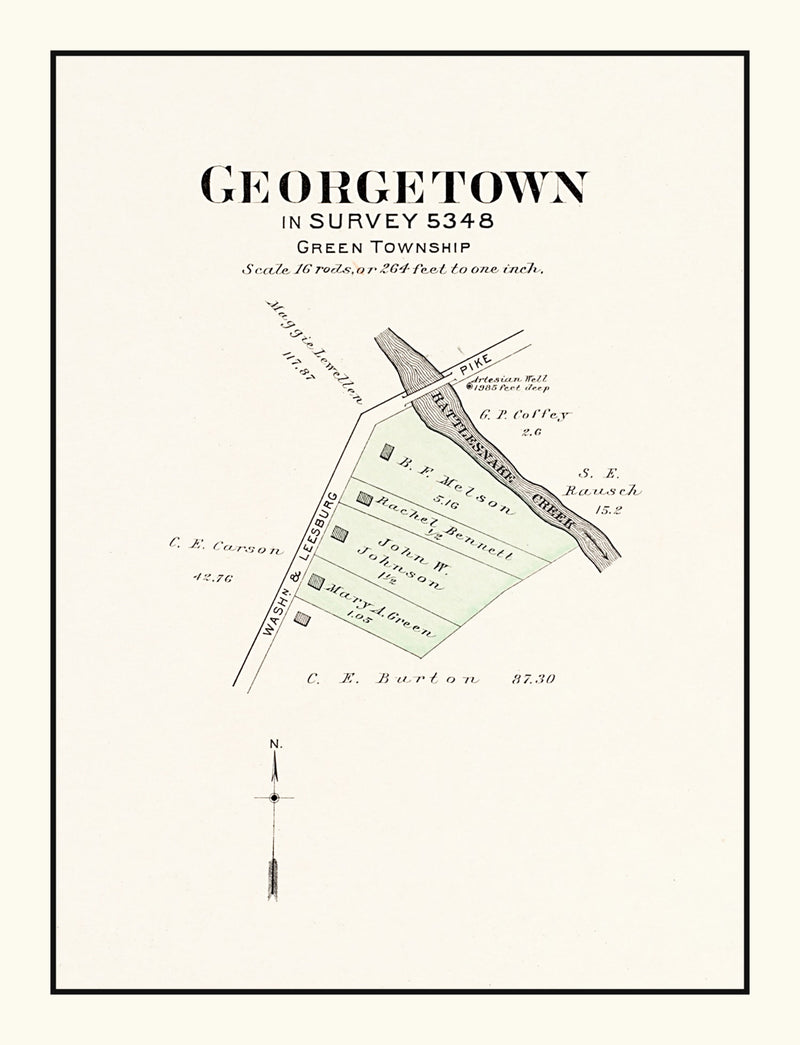 Size comparison using Vintage Map of Georgetown, Ohio 1913