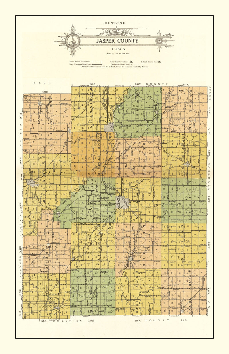 Size comparison using Vintage Map of Jasper County, Iowa 1914