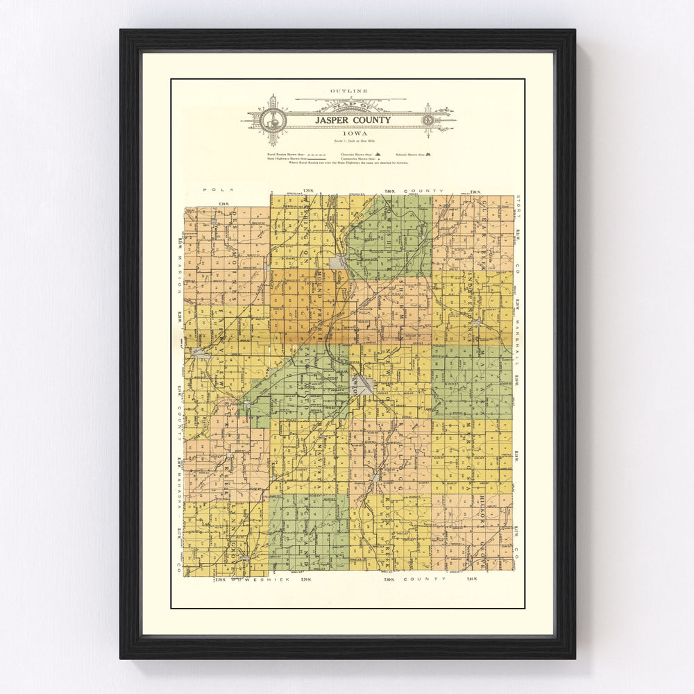 Jasper County Vintage Map 1914
