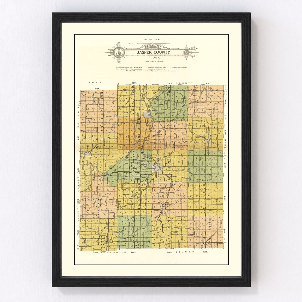 Jasper County Vintage Map 1914