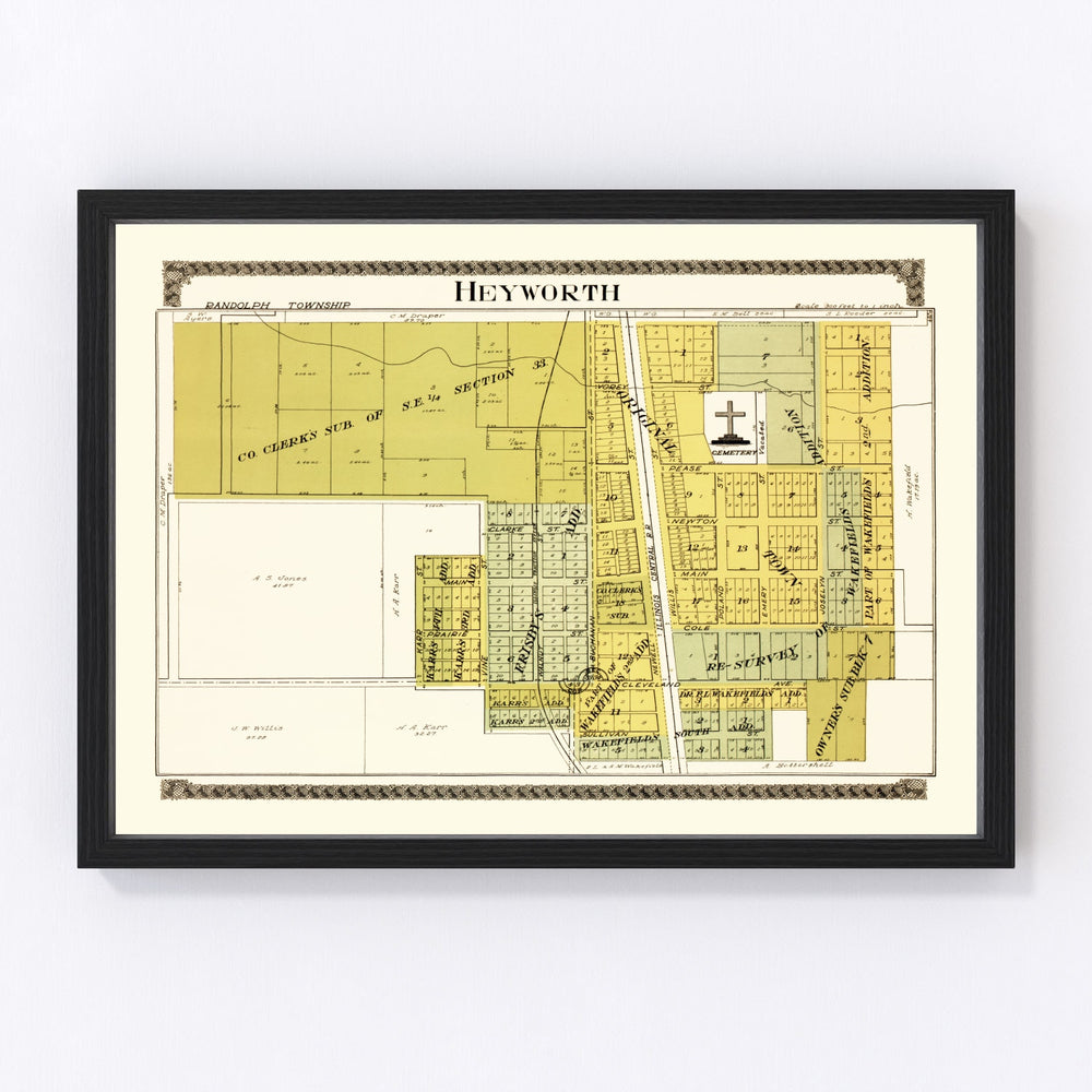 Heyworth Vintage Map 1914