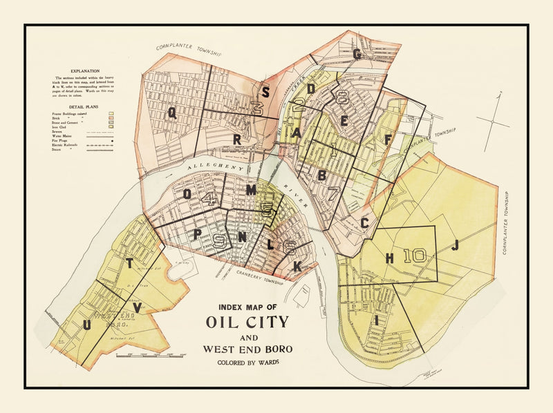 Size comparison using Vintage Map of Oil City, Pennsylvania 1915